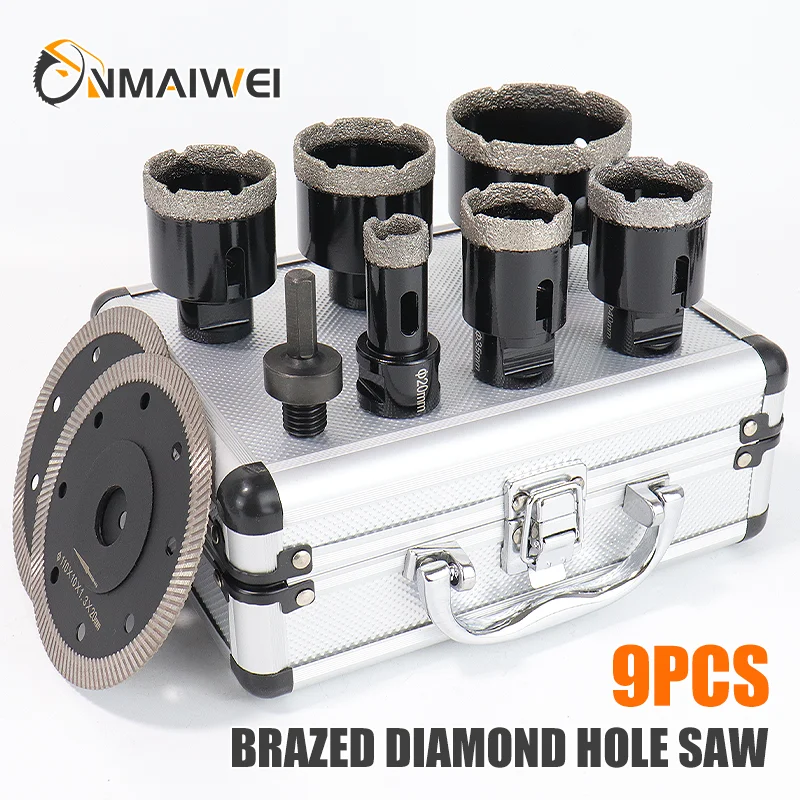 

7pcs 20-68mm Angle Grinder Bit Saw Blade Diamond Hole saw Dry Vacuum Brazed Drilling Core Bits Set For Porcelain Tiles Marble