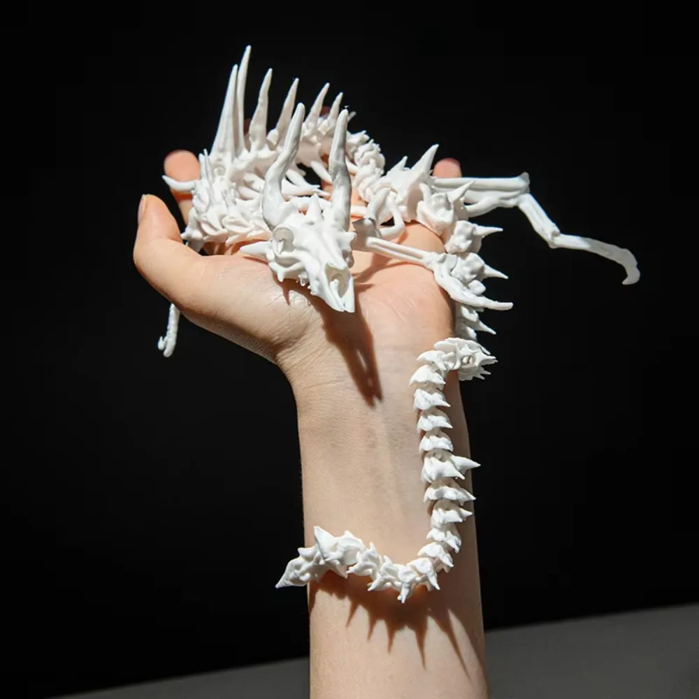 3D Printed Dragon Skeleton Model Joint Skull Dragon Creative Gifts Ornaments Collectible Figurine Full Body Movable Animal Model
