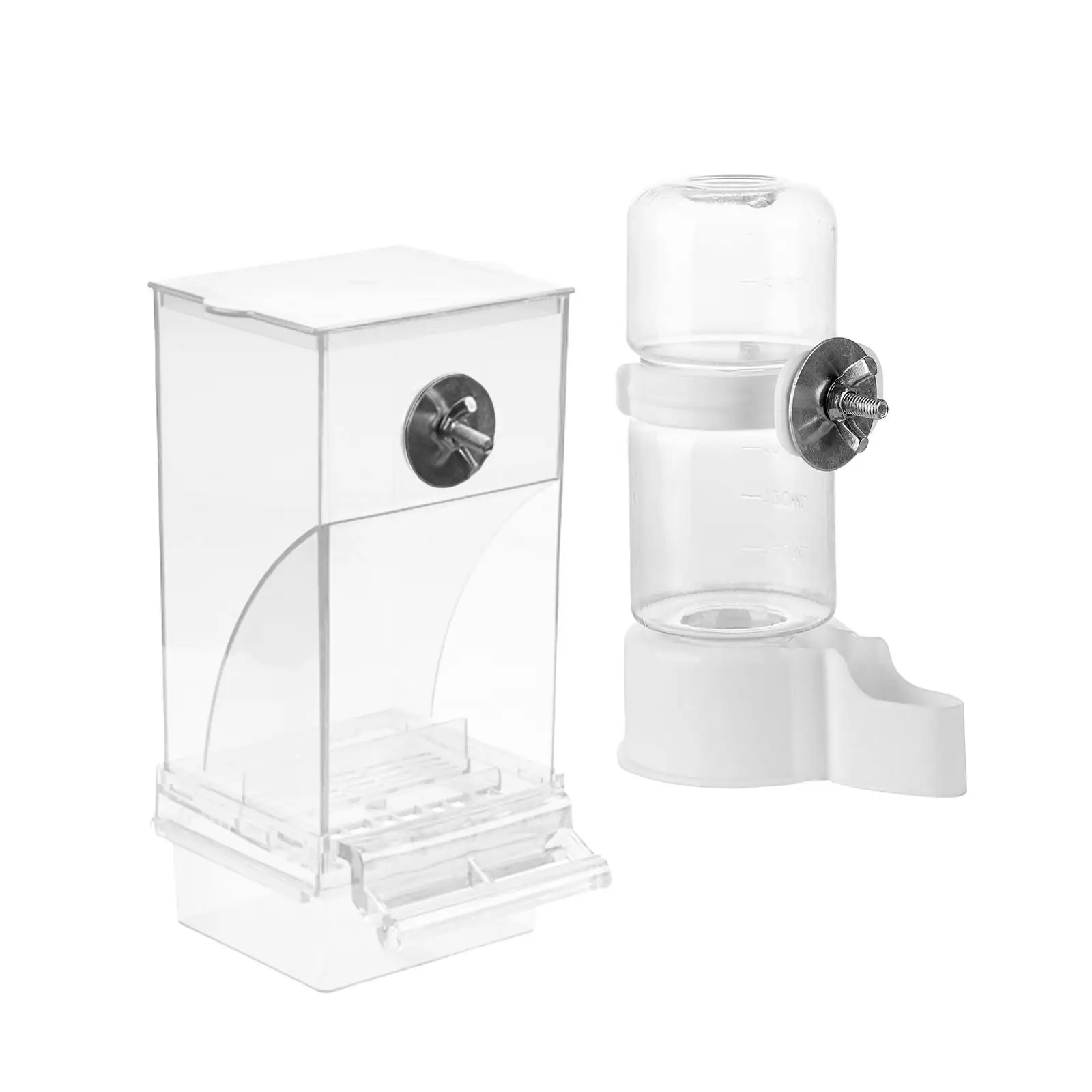 Conjunto de dispensador de água para alimentador de pássaros, gaiola transparente, acessório, tigela de comida para cacopsita, canários, lovebirds, cacatua, canário, finch