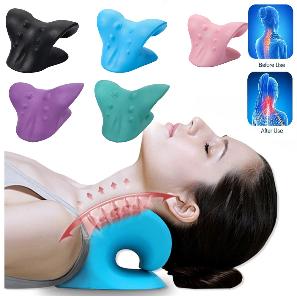 Cervical Spine Stretch Neck Shoulder Relaxer Cervical Muscle Relaxation Traction Device Shoulder Massage Pillow Spine Correctio