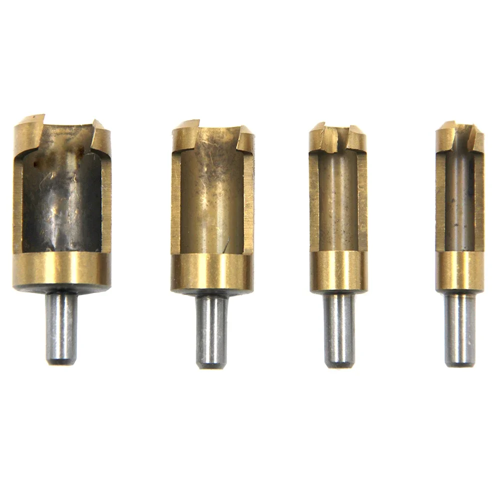 

woodworking hole opener bit tool set 4pc cylinder type titanium plated wood plug drill gold round wood plug 6-16mm