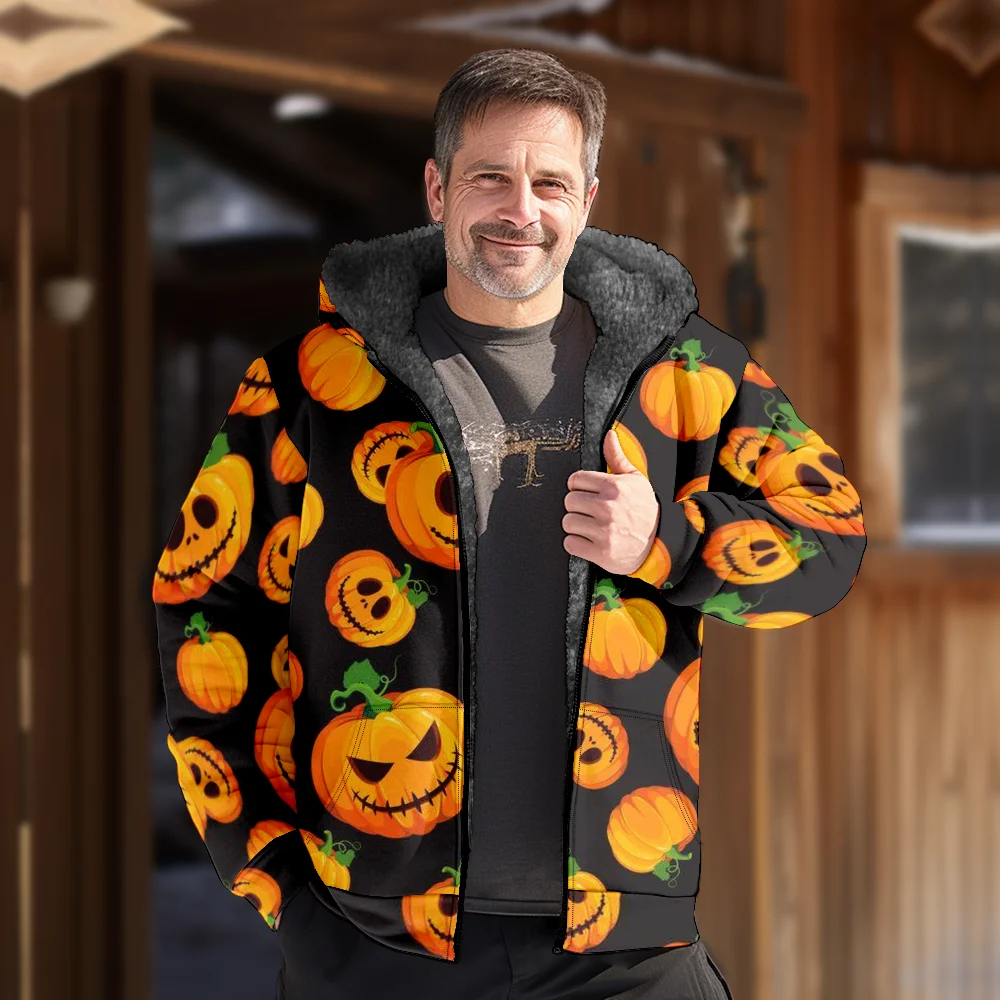 Abrigos de chaquetas de invierno para hombre, ropa de algodón con patrón de Halloween, abrigo aislante, compras coreanas