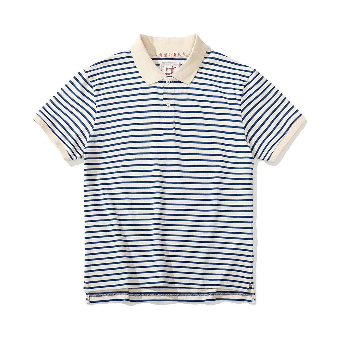 Summer Men's Sailor Polo Shirt Short-Sleeved Men's Cotton Retro Loose Casual Versatile Striped