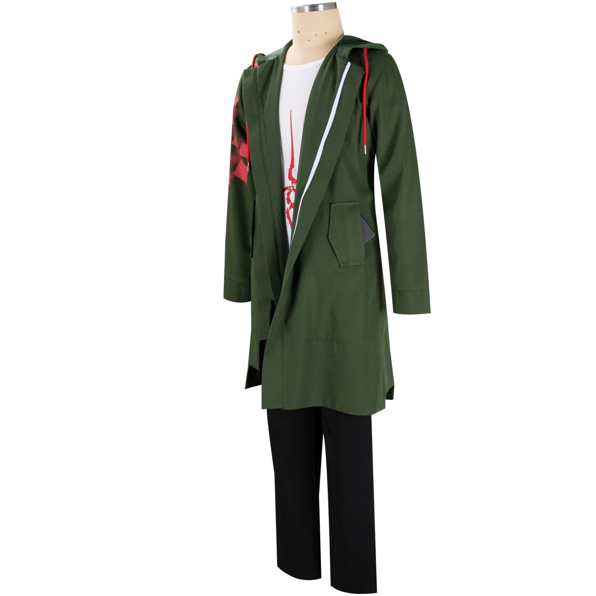 HOLRAN Men Komaeda Nagito Cosplay Costume Long  Jacket Cloak Tshirt Set