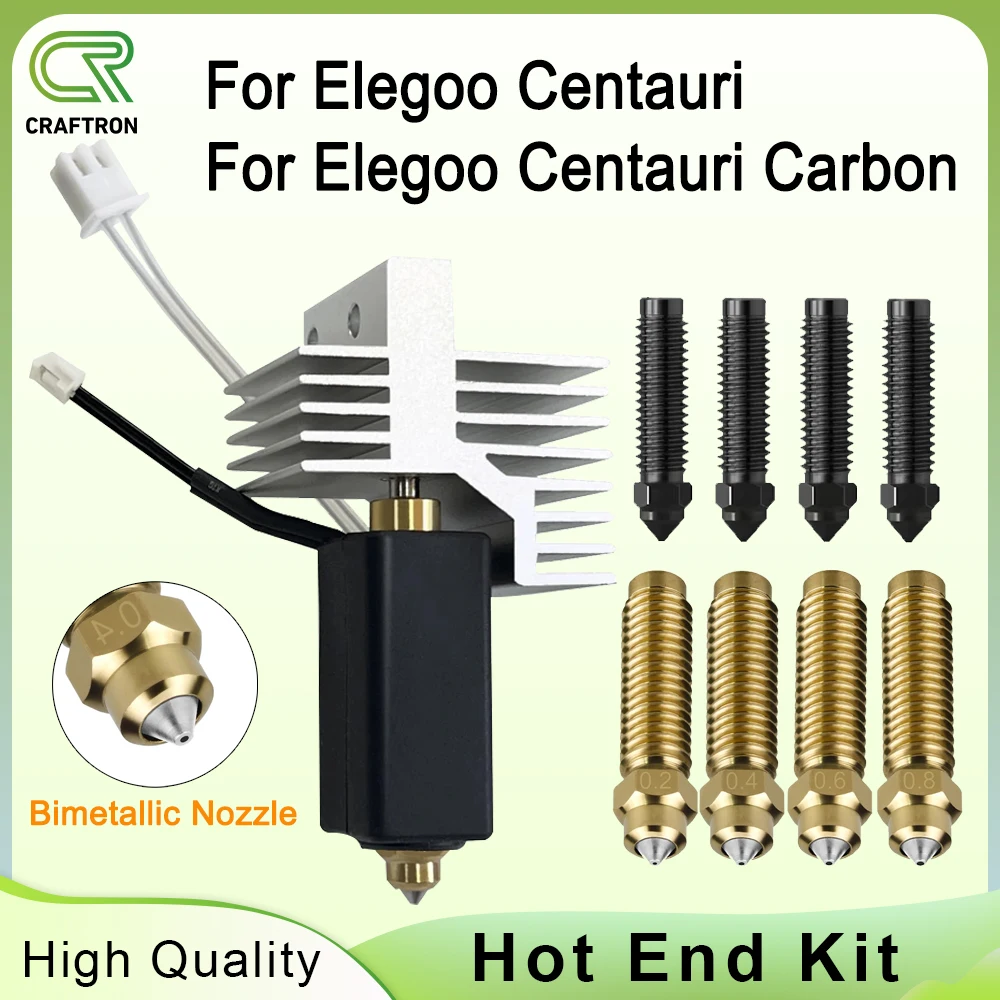 

For Elegoo Centauri Carbon Hot end / Centauri Nozzle Upgrade Ceramic Hotend Assembled 0.4mm Extruder Hotend Kit 3D Printer Parts