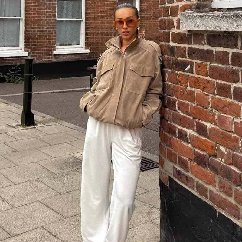 سترات الخريف النسائية 2025 معاطف جديدة موضة فضفاضة للشباب الخريف الشارع سترات دافئة معاطف نسائية أنيقة للشباب للسفر ملابس خارجية