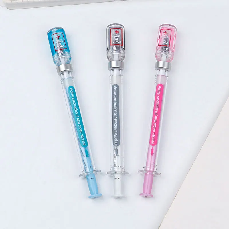 

60Pieces Simulation Vaccine Syringe Gel Pen Kawaii Office Accessories Stationery Realistic Syringe Shape Water Pens