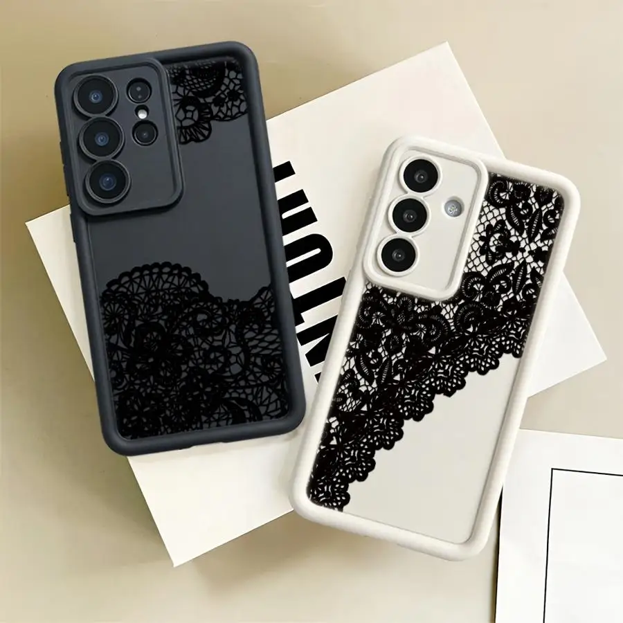 Phone Cover Case for Samsung Galaxy S26 Ultra S25 Edge S24Ultra S20FE S24 Plus S25 S21 S23 FE S22 Lace Flower