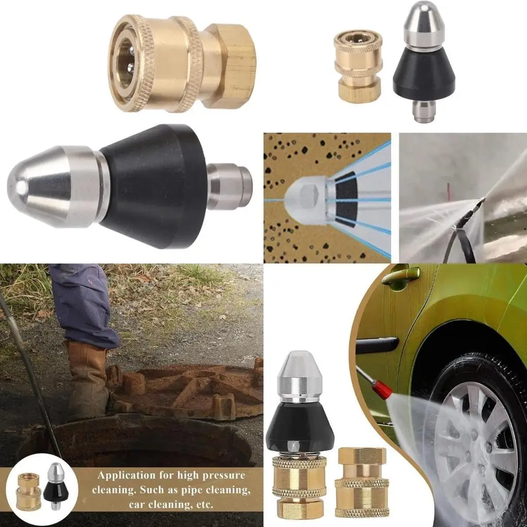 

31BC Pressure Washer Adapter Accessory High Pressure Nozzle Sewer Cleaning Tool Sewer Jetter Nozzle 1/4Inch Quick Connector