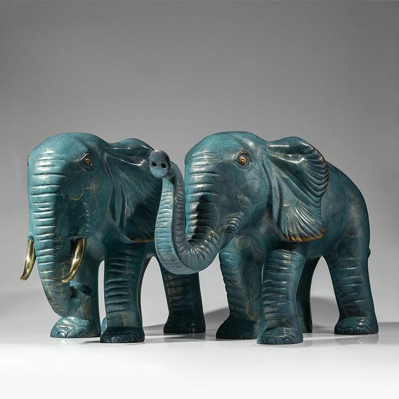 Auspicious Elephant Color Copper Ornament Crafts Home Furnishing Living Room Showcase Elephant Brass Ornament
