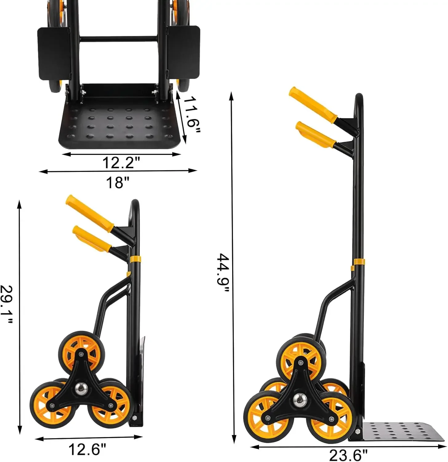 Stair Climbing Hand Truck Dolly, 2 in 1 Stair Climber Hand Truck Heavy Duty, 350 Lbs Capacity Stair Trolley Cart