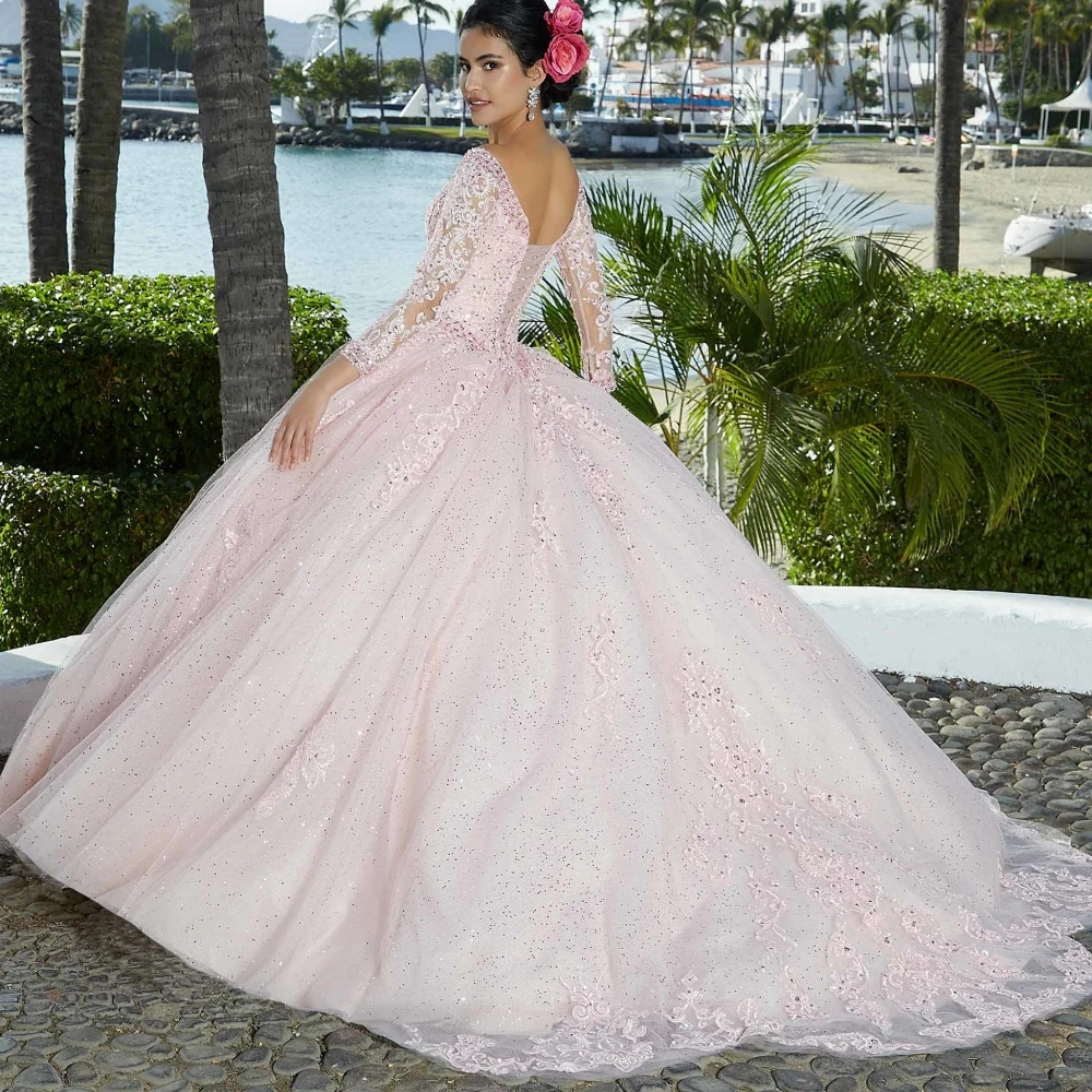 EVLAST-Robe Quinceanera personnalisée avec appliques en dentelle rouge, robe de Rhperlée, corset en cristal, robe Sweet 16, robe éducative, TQD127