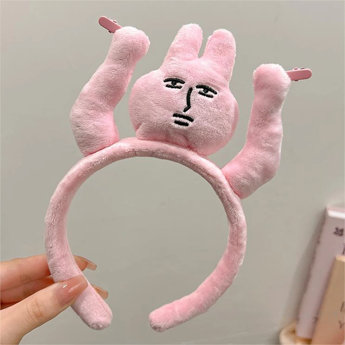 1 قطعة متعة رفع يديك لسحب شعرك، عصابات رأس الأرنب الوردي، عصابات رأس ممتعة مضحكة، الانفجارات، ربطات الشعر، أغطية الرأس الكرتونية #4