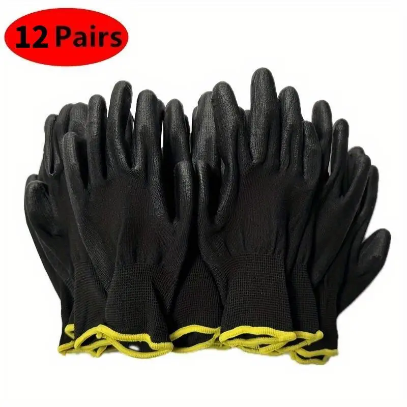 12 /24/36Pair Black /Grey/ horticulture Gloves Safety Work Gloves Repair Gloves Palm Coated Gloves Carpenter Repairman Supplies