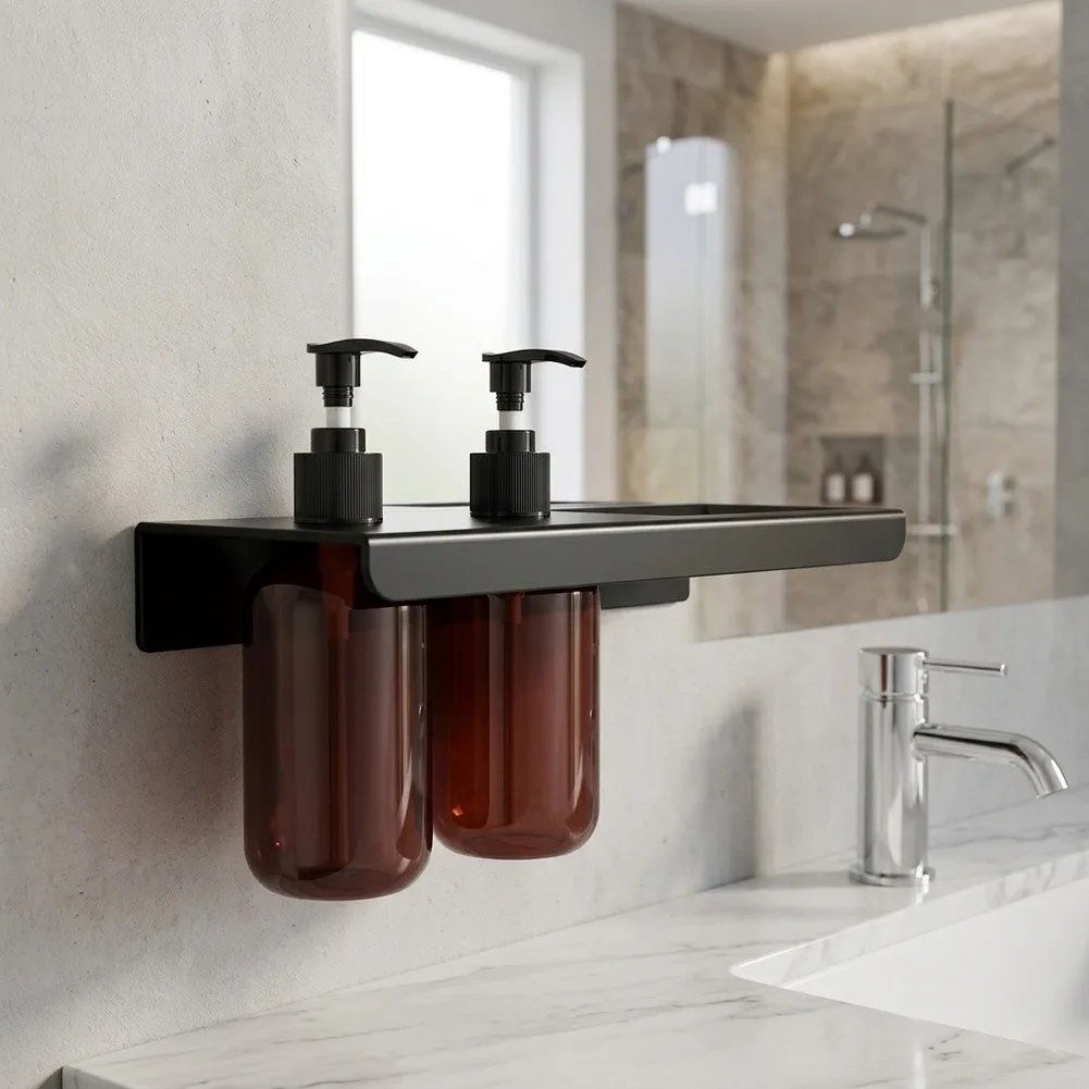 3 Unit Wall Mounted Soap Set 300 mL Capacity Each for Shampoo Conditioner and Body Wash Stainless Steel PET Build