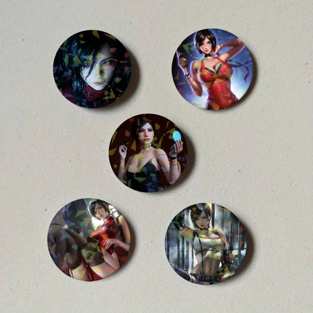 R-Resident Evil Ada Wong Round Exquisite Laser Badge Brooches Creative Pins For Clothes Hat Backpack Gift Accessories
