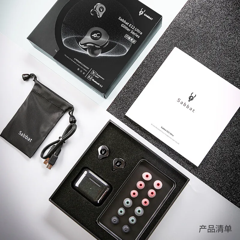 Sabbat E12 울트라 무선 헤드폰 블루투스 5.2 스포츠 러닝 인 이어 이어폰, 슈퍼 베이스 노이즈 캔슬링 헤드셋