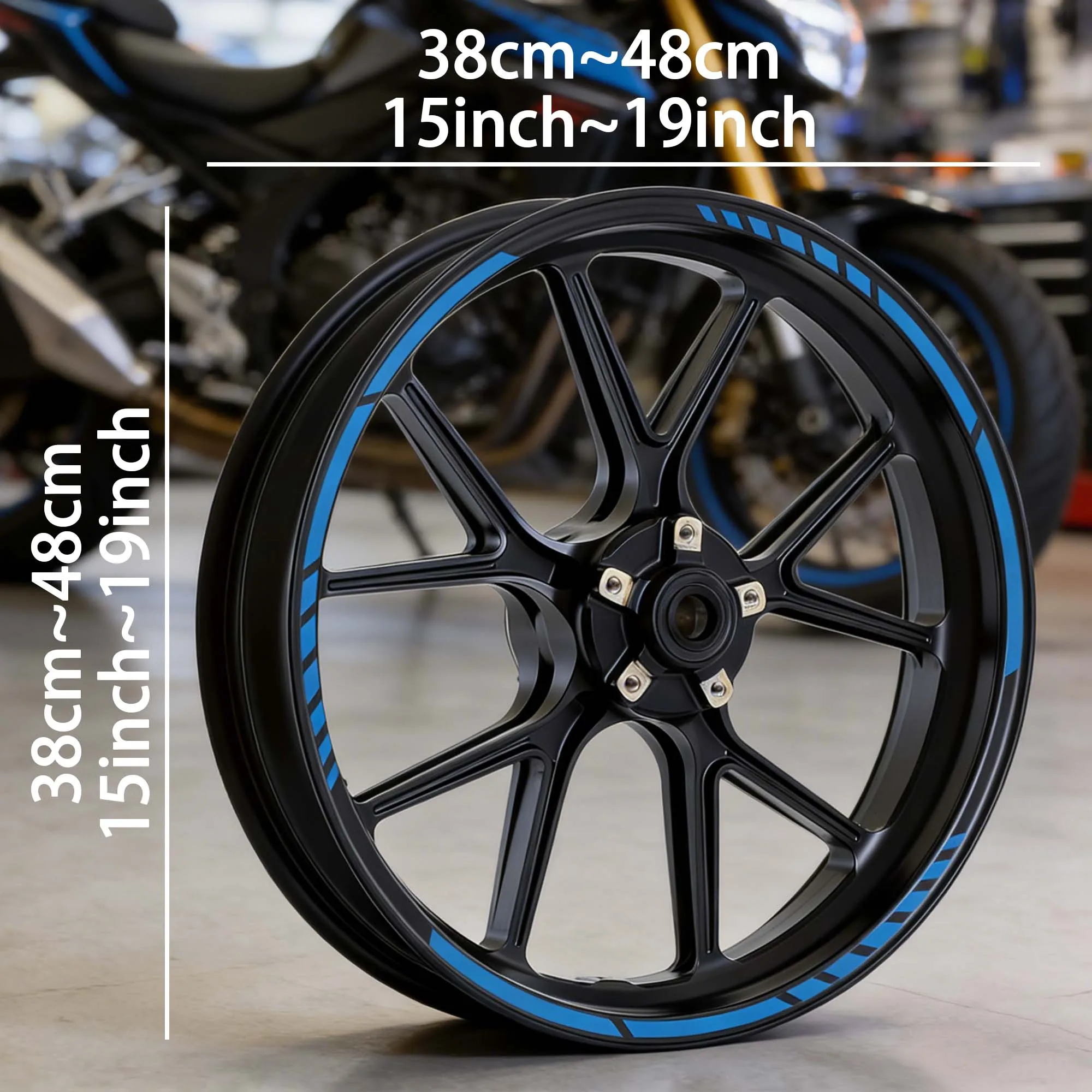 16PCS/1Set Racing Stripe Motorcycle Wheel Stickers Waterproof for 15 16 17 18 and 19-inch Rims Modified Motorbike Vinyl Decals