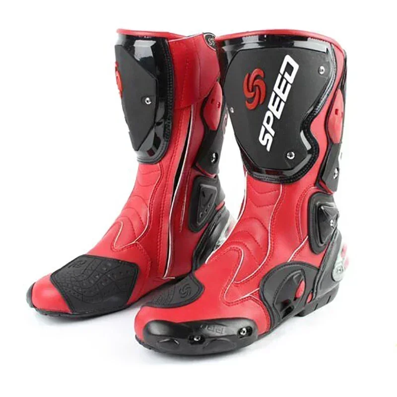 SPEED Riding Tribe Motorcycle Boots Professiona Biker Shoes Motorcycle Protective Gear Shift Microfibe Leather Boot  Size 40-45