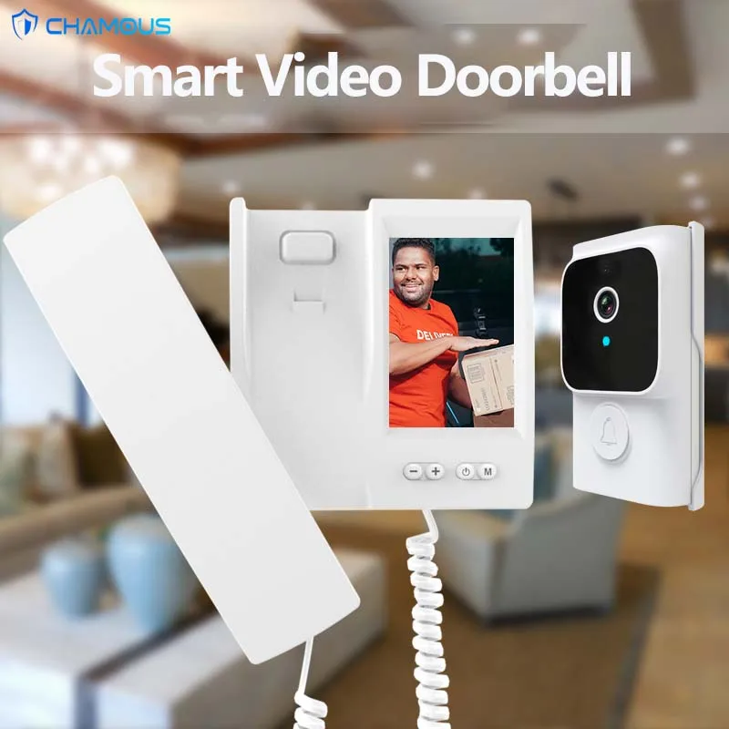 

Умный видеодомофон, визуальный дверной телефон, 3,5-дюймовый IPS-экран, беспроводной, без Wi-Fi, глазок, дверная камера, ночное видение