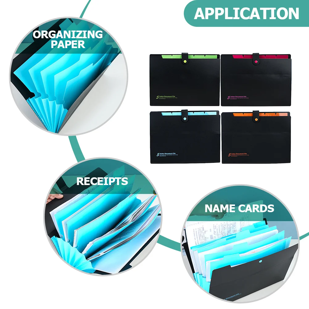

4Pcs Accordion File Folder Expanding Document Organizer Large Capacity Filing Folder for Office School Receipt Holder Organizer