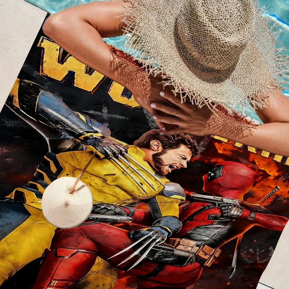 D-Deadpool And W-Wolverine 2023 Microfiber Printed Beach Towel Mountain Climbing Yoga Beach Absorbent Soft Towel