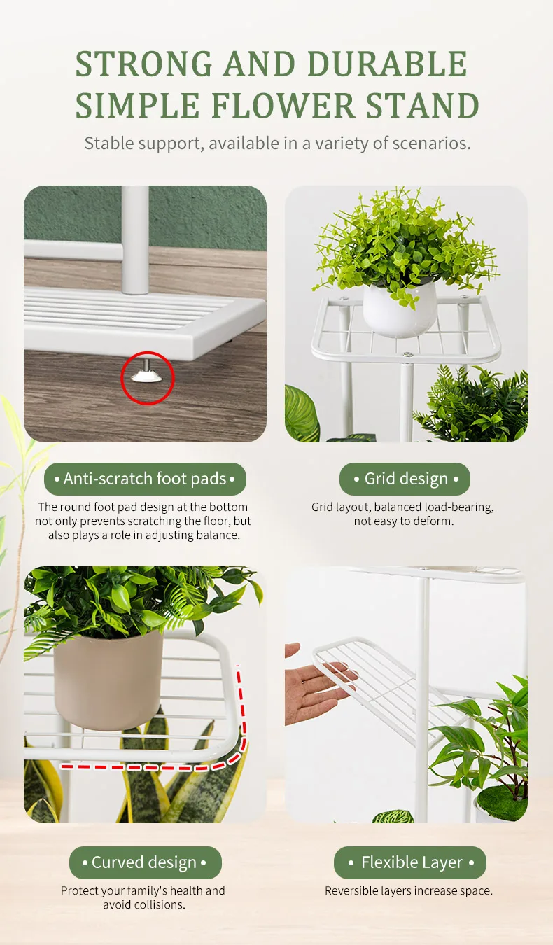 Flower Stand Rack Storage Shelf Iron Plant Holder Home Garden Flower Pot Organizer Living Room Balcony Storage Rack Shelves