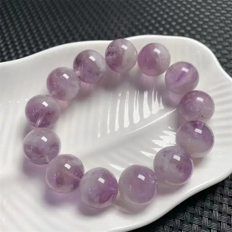 17.4MM Natural Purple Rabbit Hair Quartz Bracelet Women Fashion Charm Crystal Healing Energy Gemstone Yoga Jewelry 1PCS