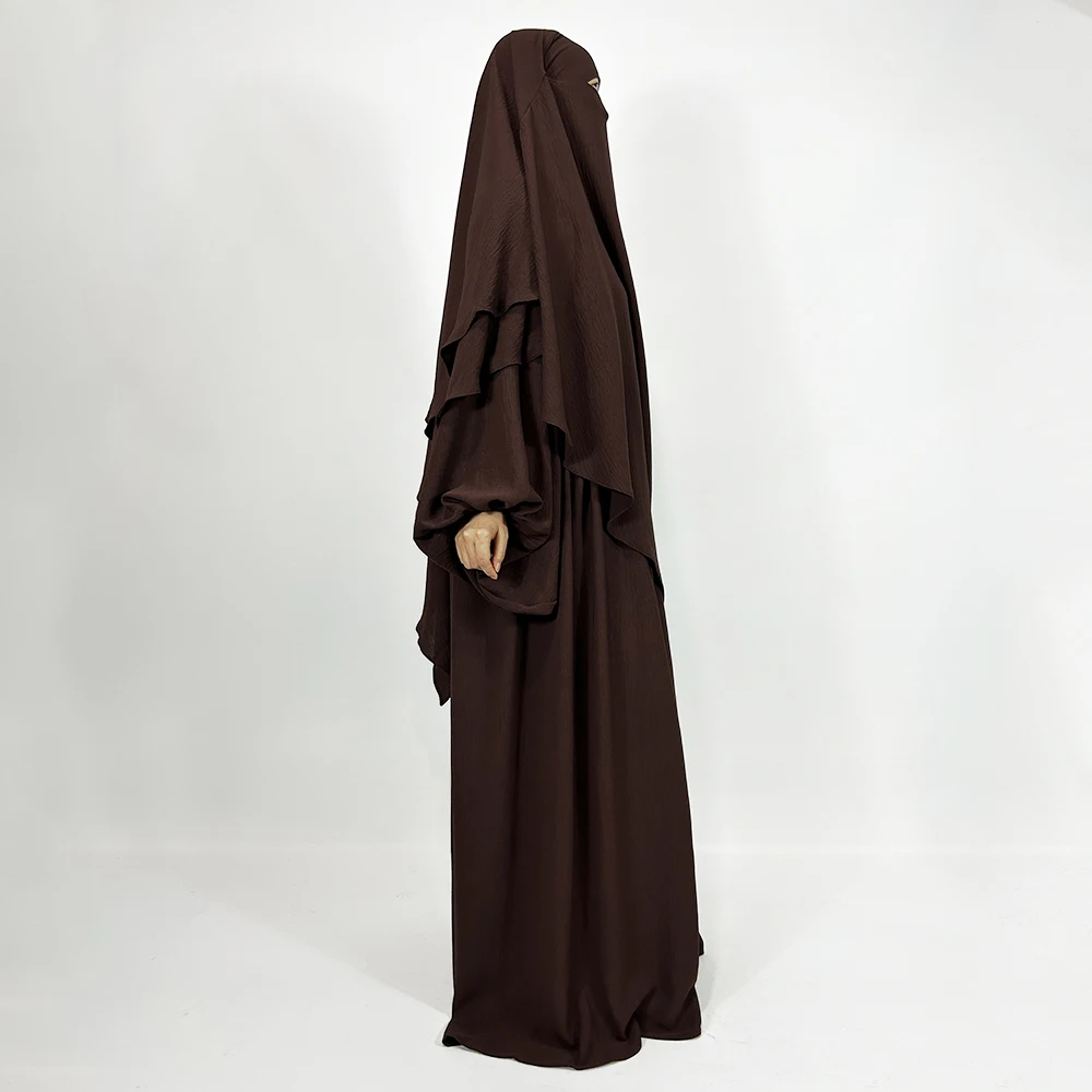 Комплект Abaya Khimar из 2 предметов, джаз, креп, воздушный шар, рукав, мусульманское платье для женщин, Дубай, Роскошные, оптовая продажа, молния, цзилбаб, мусульманская одежда