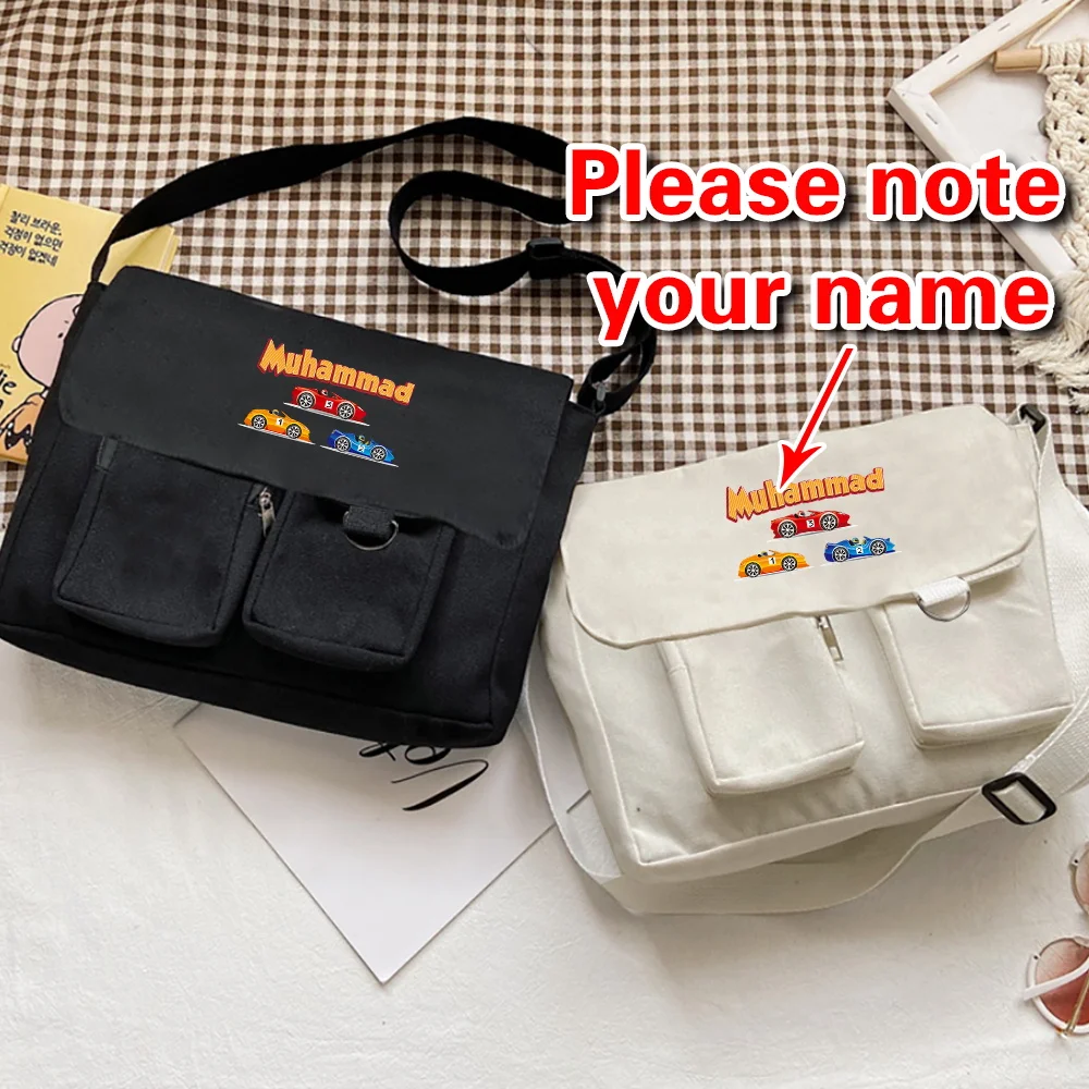 

Personalized Customized Name Messenger Bags Large Capacity Shopping Pouch Student Canvas Flap-bag Fashion Crossbody Bag