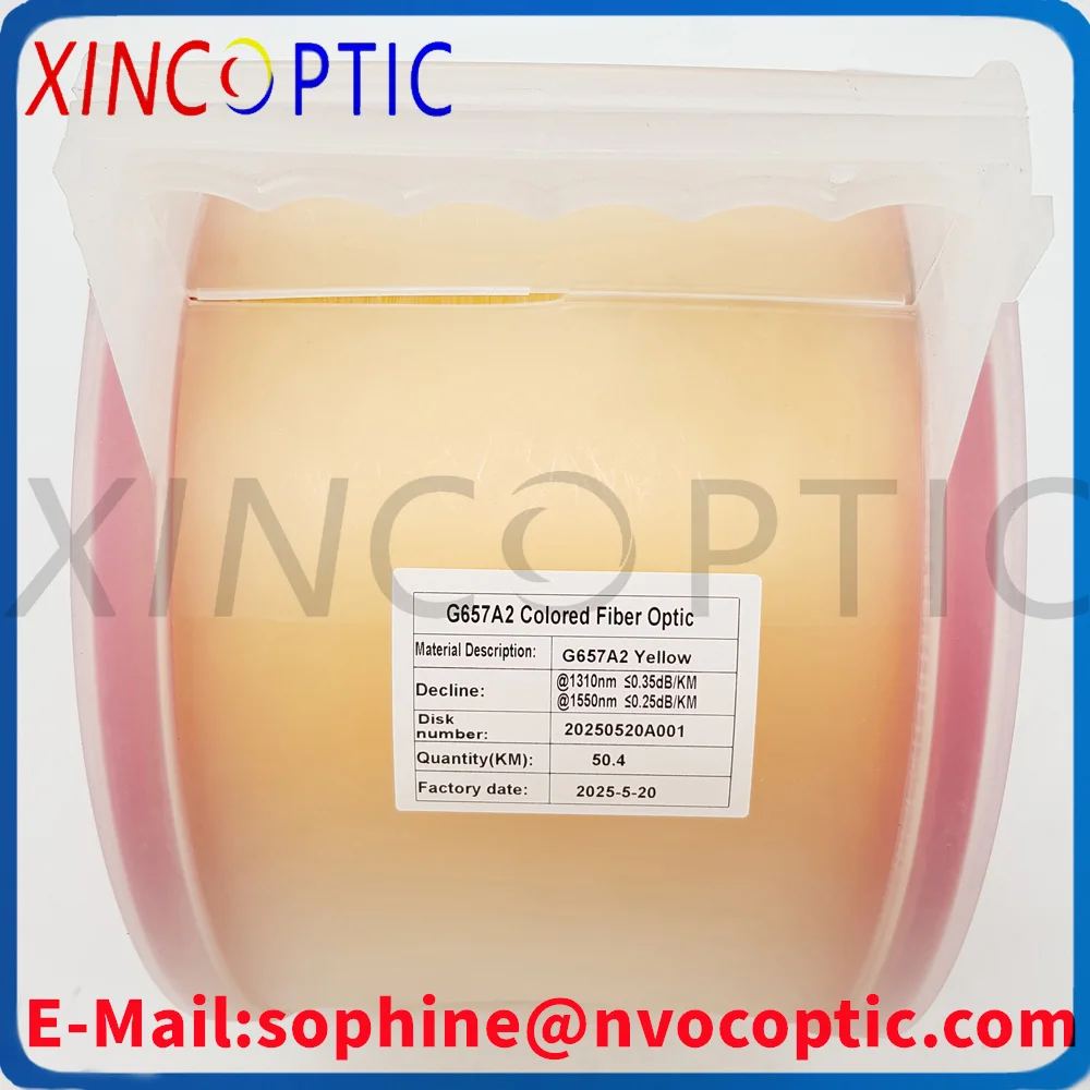 OTDR Fiber Optic SM 1310nm 1550nm  Raw Material 260um Bare  Fiber SMF 9/125 G657A2 Yellow Optical Fiber 50.4KM On Spool/Roll