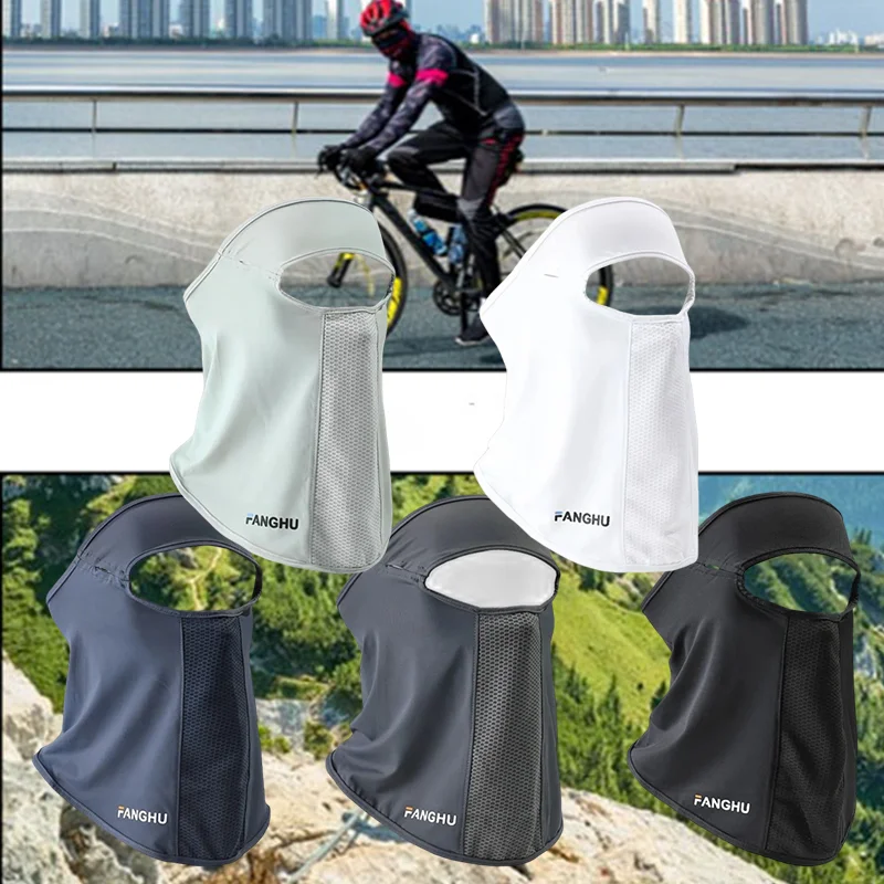 Mascarilla Facial Gini de Seda Helada Anti-UV con Orificio para Gafas, Protección Solar para Cuello y Orejas, Ideal para Deportes de Verano