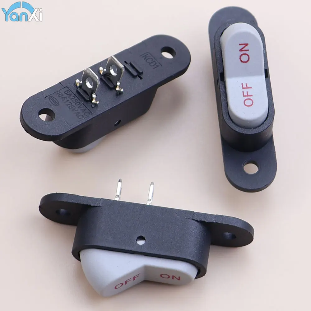 YanXi 1-10PCS 2Pin 250V 6A AC AMP 125V 10A Electric Wok Home Start Switch Power ON/OFF Boat Button  Switch Rice Cooker Switch