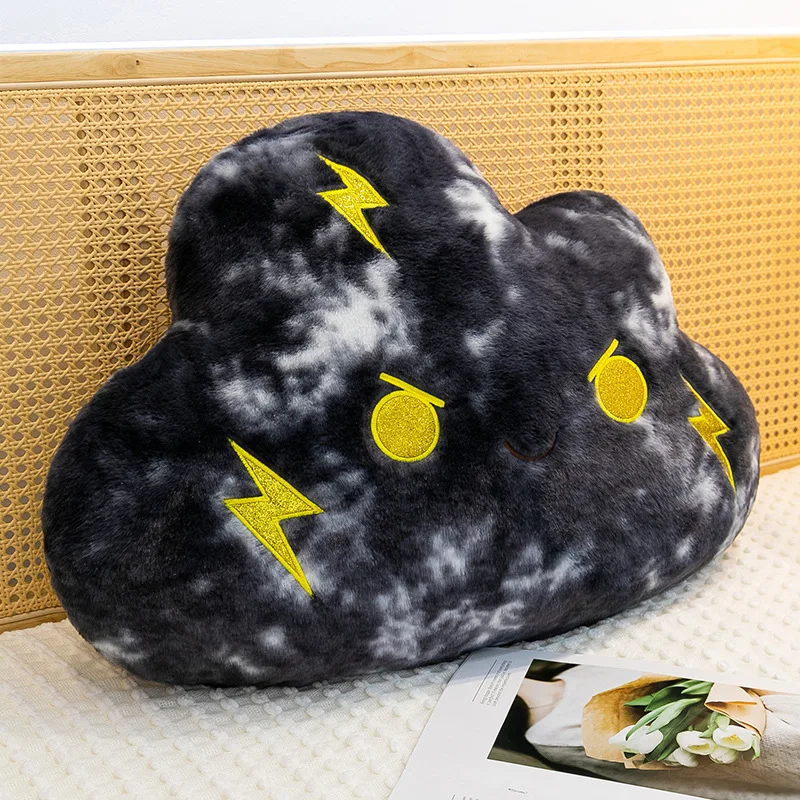 Cuscino Morbido a Forma di Nuvola con Faccina Sorridente, Rosso Blu Nero, Decorazione per Casa, Divano, Camera da Letto, Soggiorno, Regalo per Bambini e Adulti