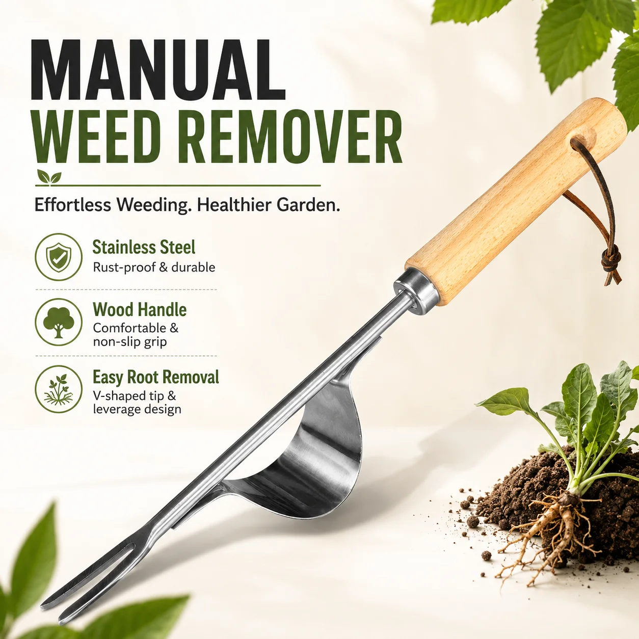 Manual Weed Remover, Stainless Steel Spatula Weed Puller, Garden Crack Weeder for Yard Patio Hoe Gardening Tool
