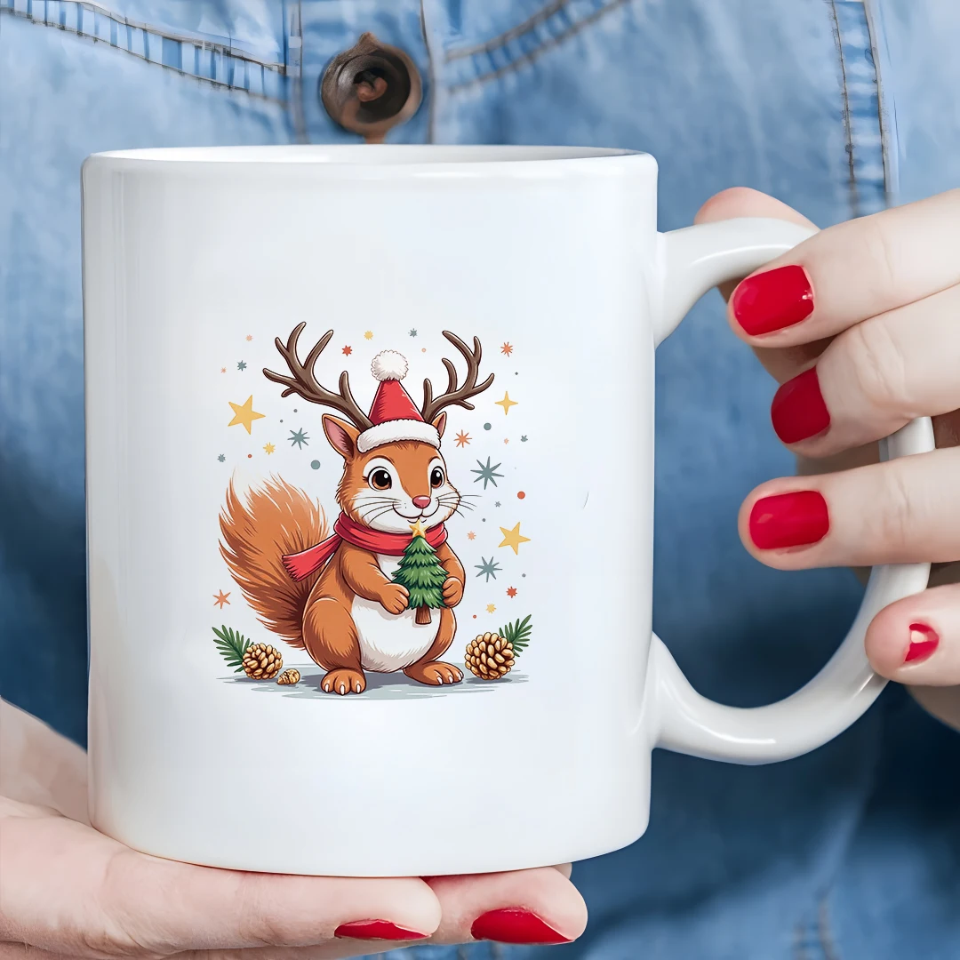 

Cute Squirrel Christmas Mug 11OZ Kids Drink Cup Family Office Holiday Gift