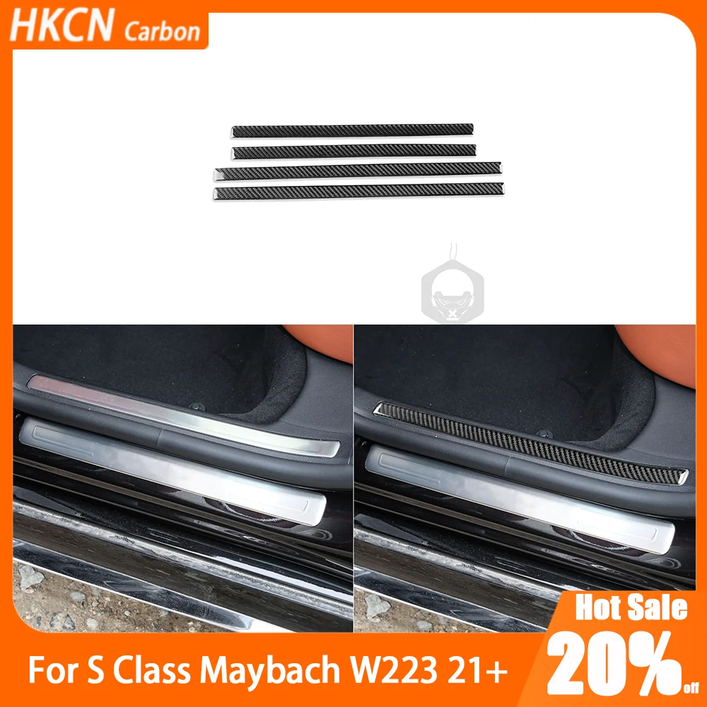 

For Maybach S Class W223 21+ Carbon Fiber Car Accessories Inner Door Sill Threshold Panel Interior Cover Trim Modified Sticker