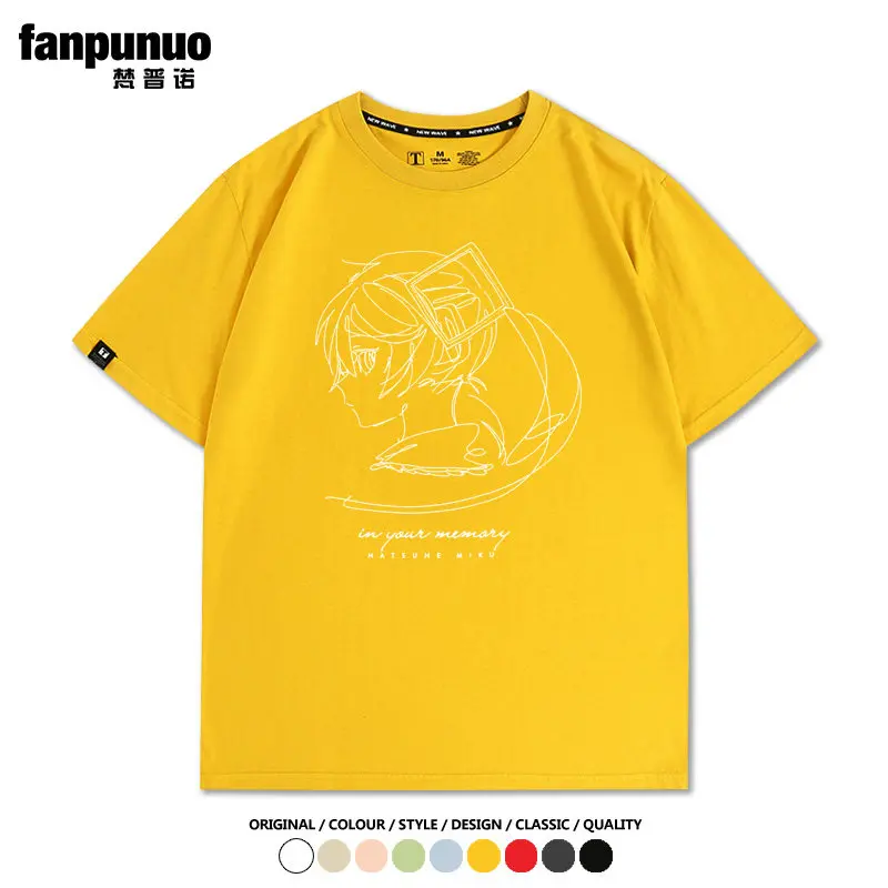 Chuyin Miku Future  Short Sleeve T-shirt Anime Animation Cotton Print Men's and Women's Fashion Trend Loose T-shirt