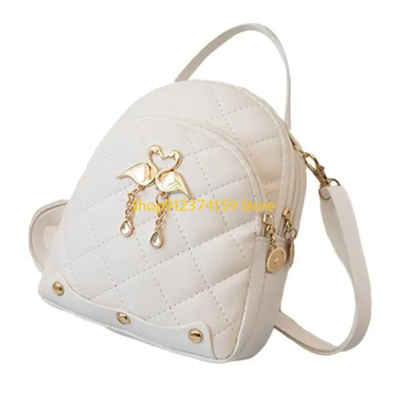 G5AE Sophisticated Quilted PU Backpack Small Rucksack Phone Shoulder Bag for Women