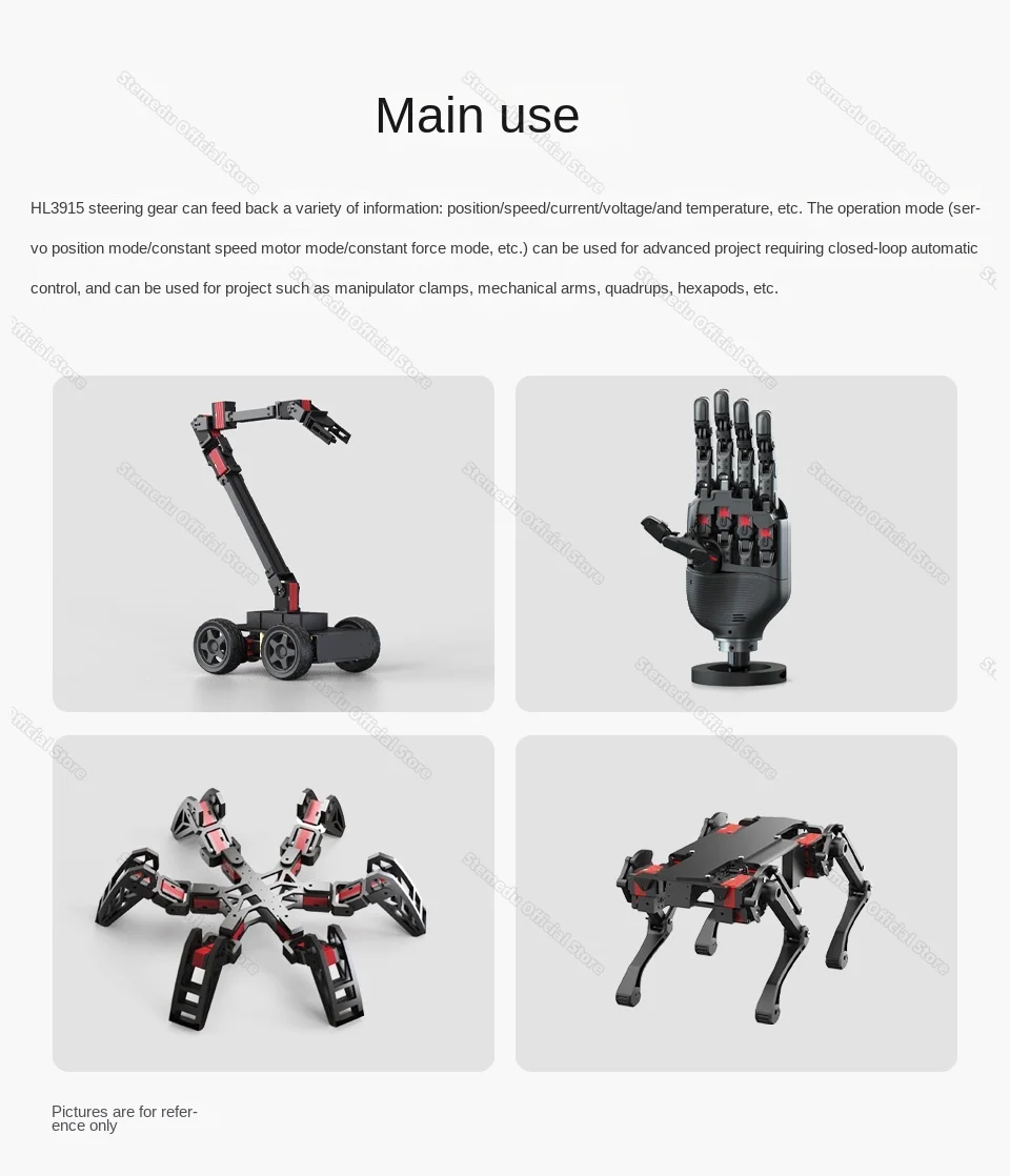 Feetech 14KG 12V HL-3915-C001 코어리스 마그네틱 인코딩 듀얼 축 올메탈 전류 링 힘 제어 로봇 TTL 서보 360 °