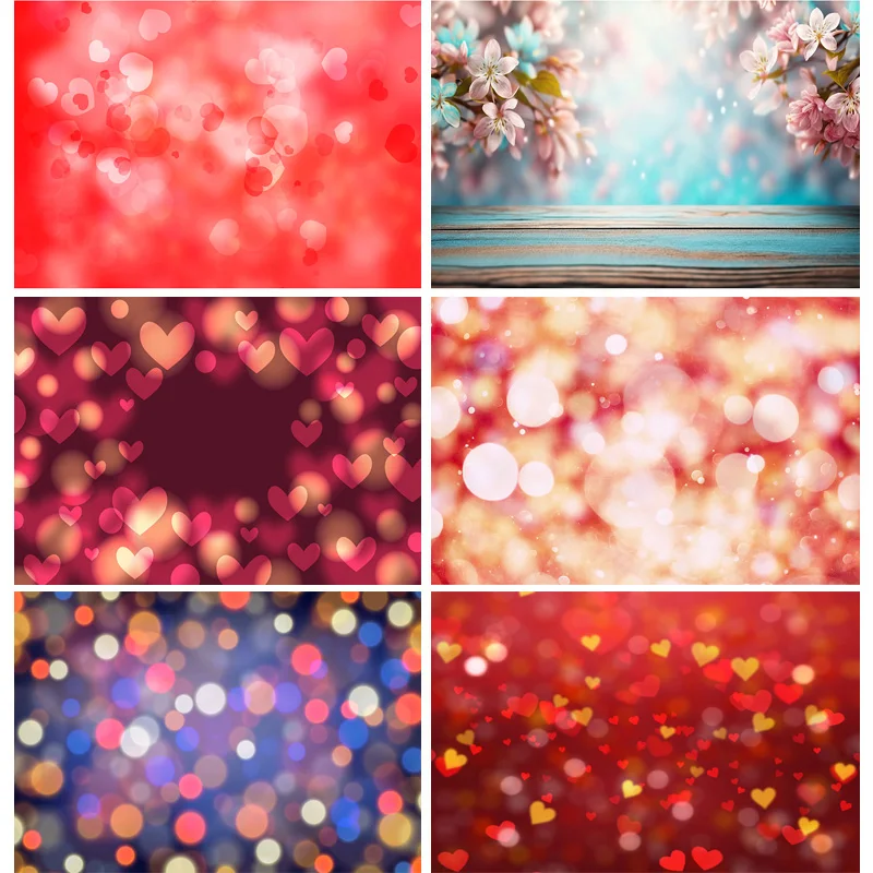 SHENGYONGBAO Bokeh Abstract Dream Photography Backdrops Fuzzy Heart Valentine's Day Romantic Love Photo Studio Background RQ-08