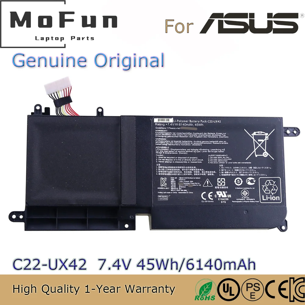 Brand New Original C22-UX42 7.4V 6140mAh 45Wh Laptop Battery for ASUS Zenbook UX42 Series