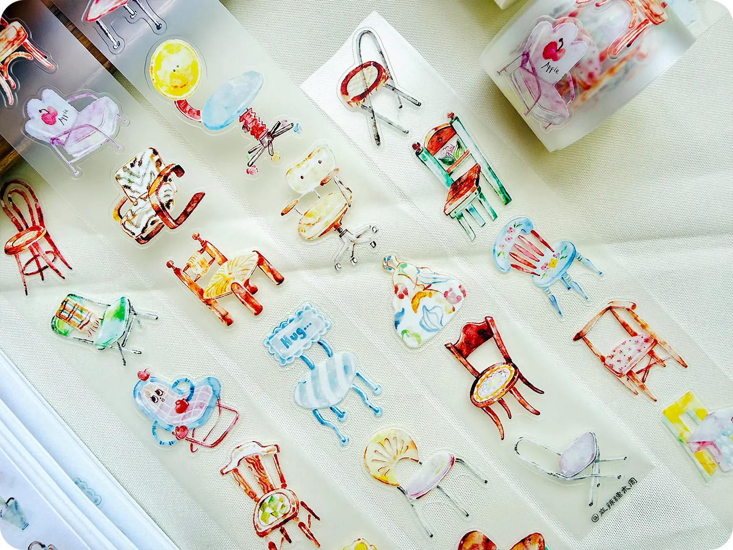 Normi Studio Beauty Girl Rijen Stoelen Gestanste PET Washi Tapes Creatieve Benodigdheden DIY Scrapbooking Kaartmaken Decoratie Sticker