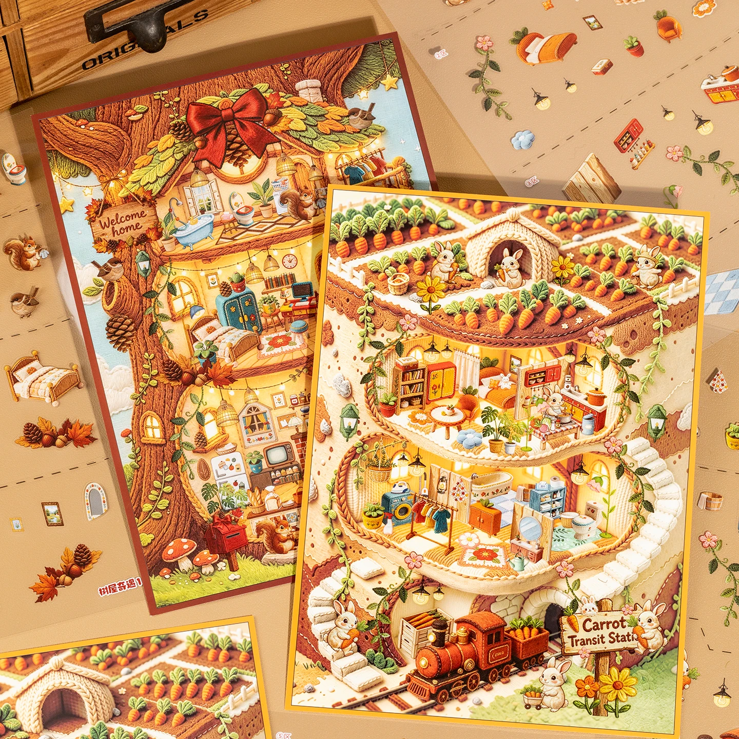 Wonderful Wanderland Scene Building Stickers, Complex Miniature Scenes Adult Quiet Book, Great Item to Kill Time