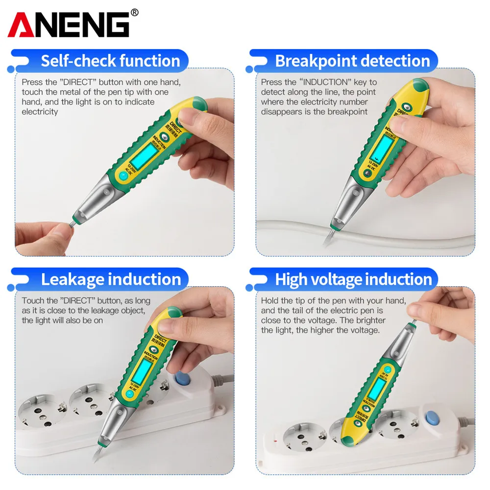 ANENG VD700 الذكية عدم الاتصال القلم مفك LCD شاشة ديجيتال صفر خط التعرف على التيار المتناوب/تيار مستمر 12-250 فولت أدوات اختبار الكهربائي