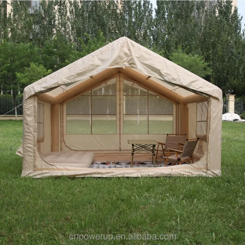 

YTYIN 3x2.5m 7.5 Square Inflatable Camping Tent Double Door Skylight Chimney Port 420D Oxford Waterproof 3000mm