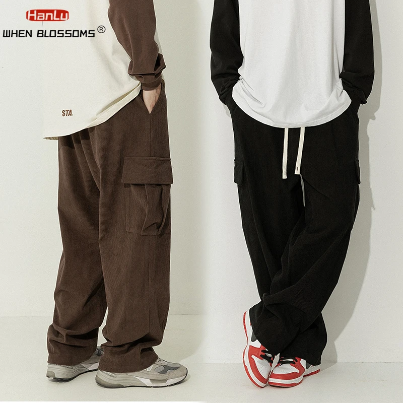 Hip Hop Jogging Cargo Pants Mens Corduroy Sweatpants Loose Casual Pants NeutralRetro Streetwear Fashion Harajuku Trousers