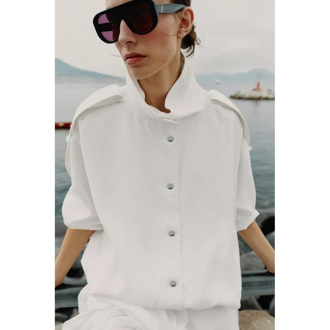 Fashionable Pilot Jacket Women's Stand Collar All-Match Outerwear Polyester Fiber Standard Fit Summer Season Casual Style