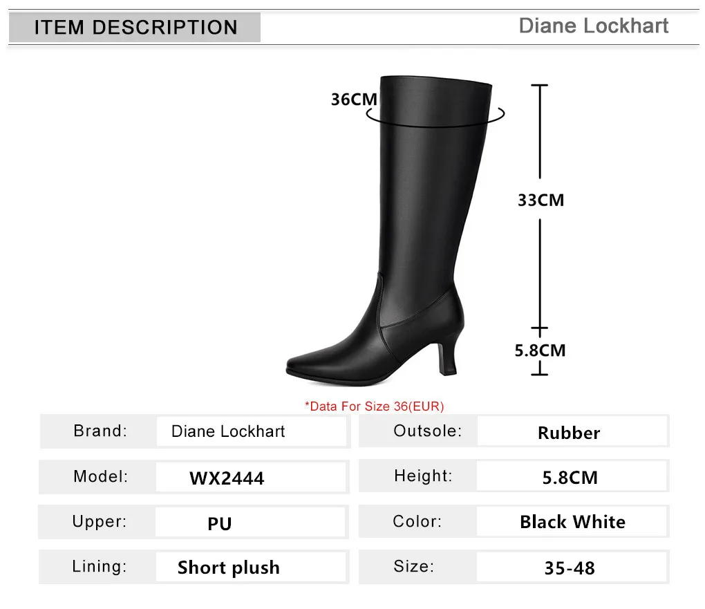 Autumn Winter Women Knee High Boots Chunky Spike Heel Sexy Dress Casual Party Lady White Black Pointed Toe Zipper Long Boots