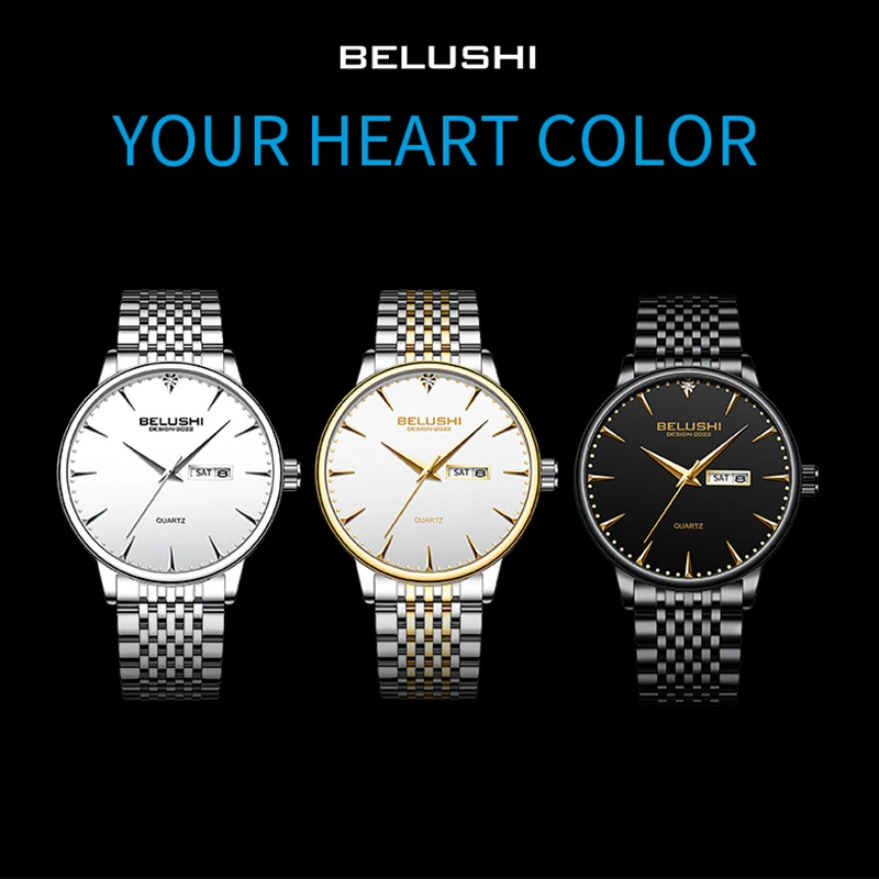 Business High Quality Men Watch Sport Quartz Man Wristwatch Waterproof Date Week Stainless Steel Fashion gift for Men 's Watch